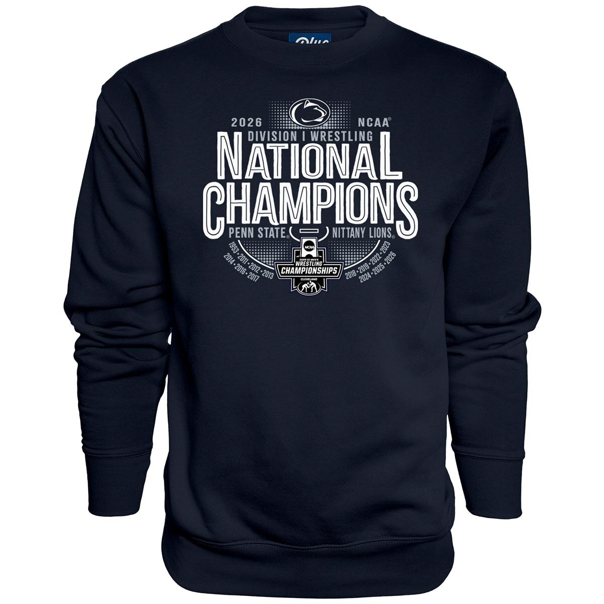 navy crew neck sweatshirt 2026 Wrestling National Champions Penn State